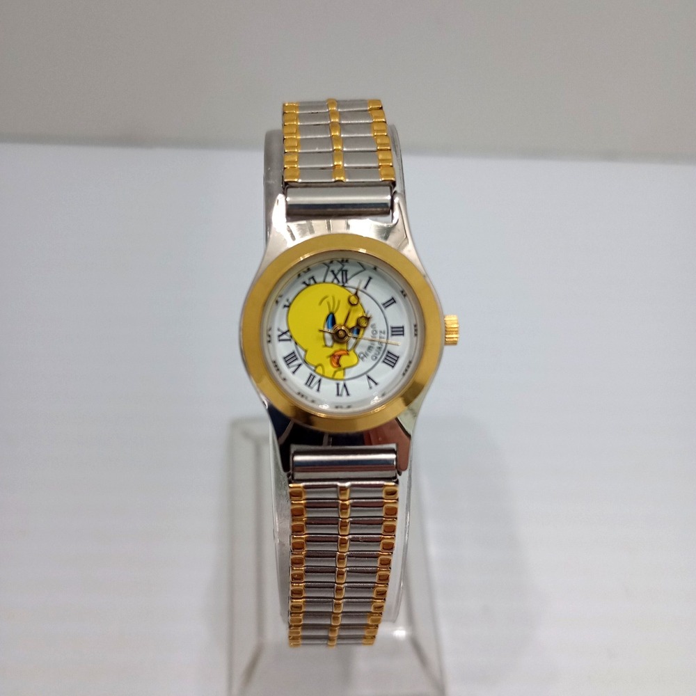 Tweety Bird 1990's Armitron Watch damaged Two Tone Stretch Warner Bro New Batte